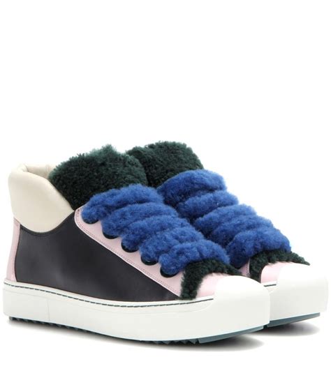 fendi women's white sneaker|Fendi shearling trimmed sneakers.